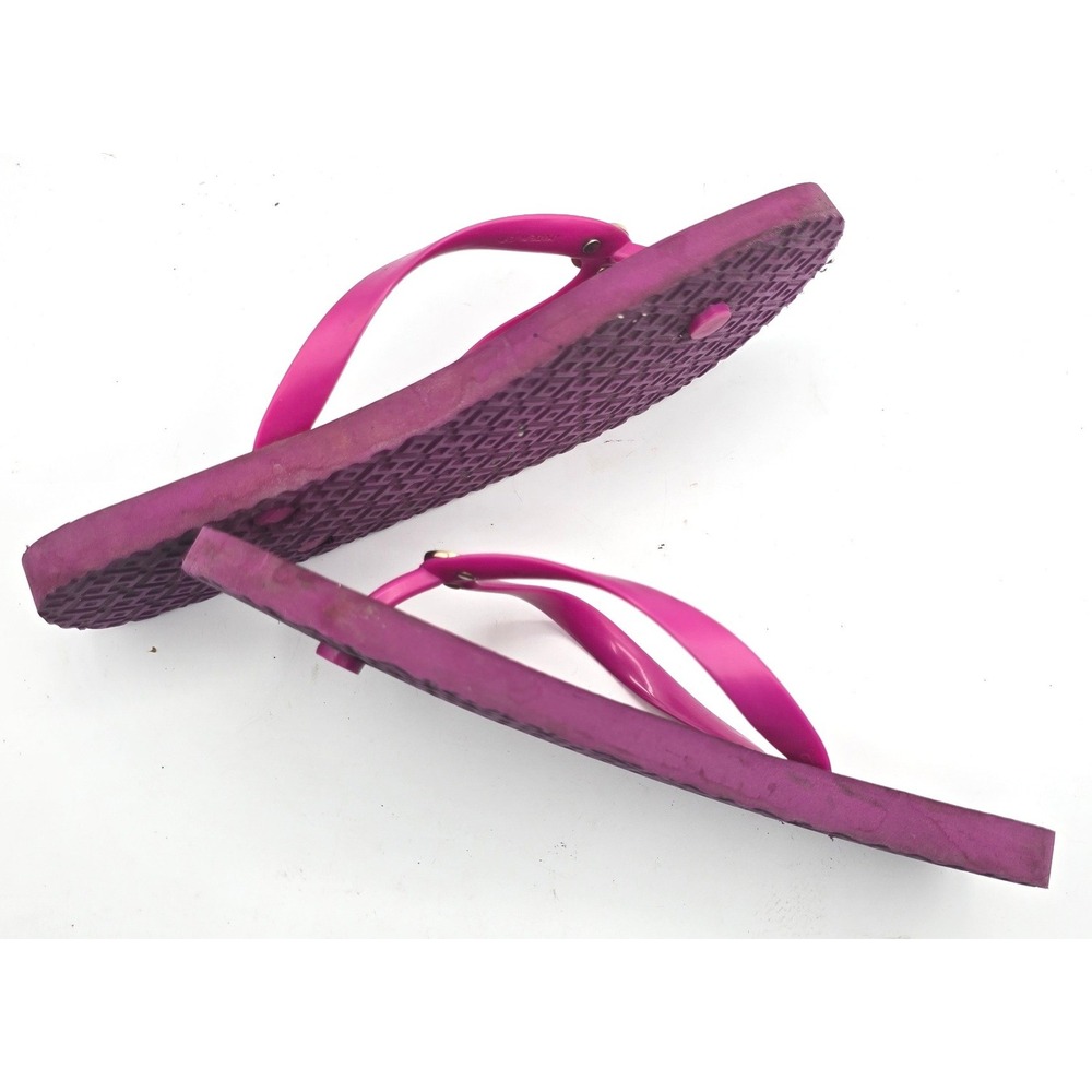 Tory Burch Womens Size 9 Thin Flip Flop Sandal Fuchsia Orange T-Logo Pattern - Picture 5 of 10